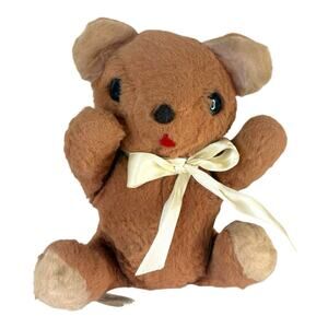 Vintage BANTAM Musical Brown Teddy Bear 9" Plush Stuffed Animal Wind Up Toy USA